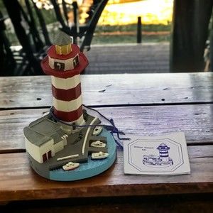 Lighthouse Sculpture Spoontiques Hilton Head Harbor Boat Dock Red White Striped